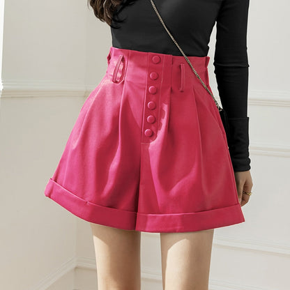 DressBetty - Women's Shorts Autumn Winter Single Breasted High Waist Wide Leg Pants