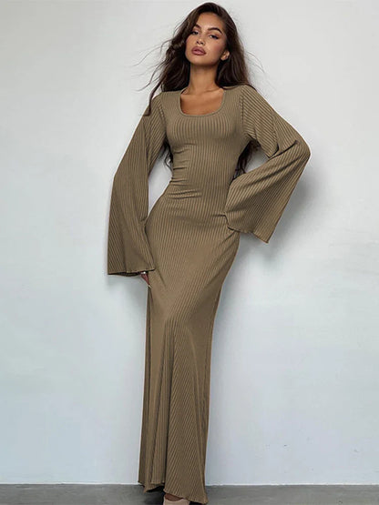 DressBetty - 2024 Elegant Bodycon Flare Sleeve Maxi Dress