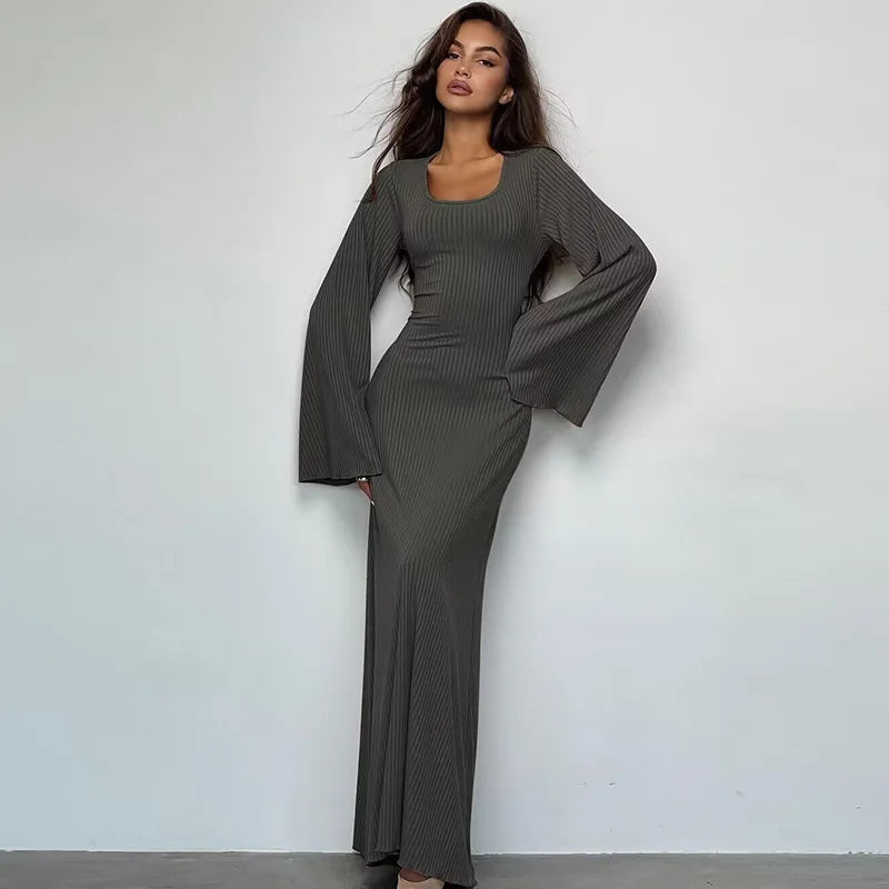 DressBetty - 2024 Elegant Bodycon Flare Sleeve Maxi Dress