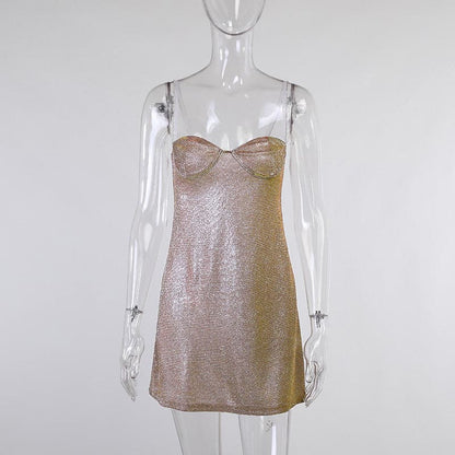 DressBetty - Sexy Bright Silk Diamond Women's Mini Dress