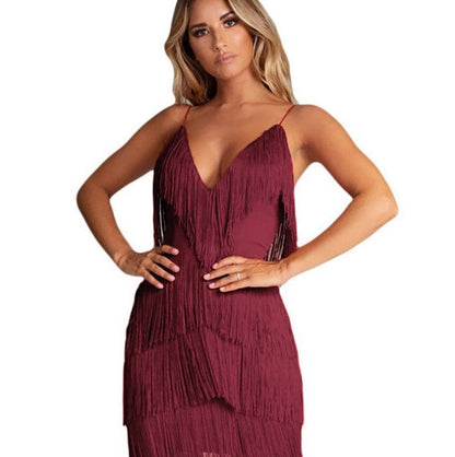 DressBetty - Sexy Deep V-Neck Backless Patchwork Bodycon Dress