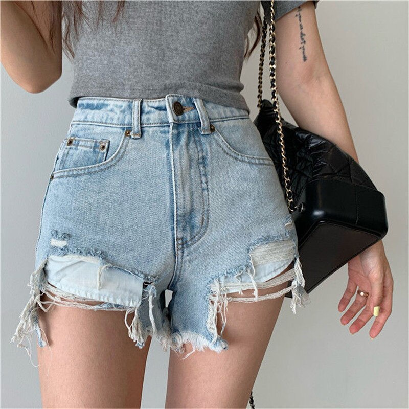 DressBetty - Sexy Denim Shorts with Tassel Pockets Mini Short Jeans
