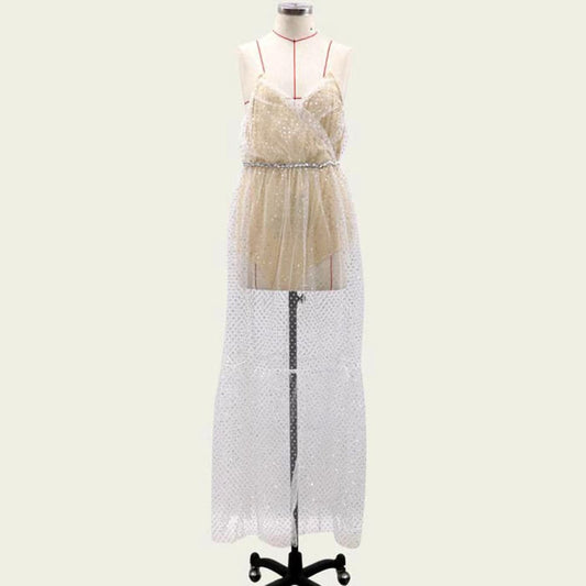 DressBetty - Sexy Mesh Illusion Print Long Dress