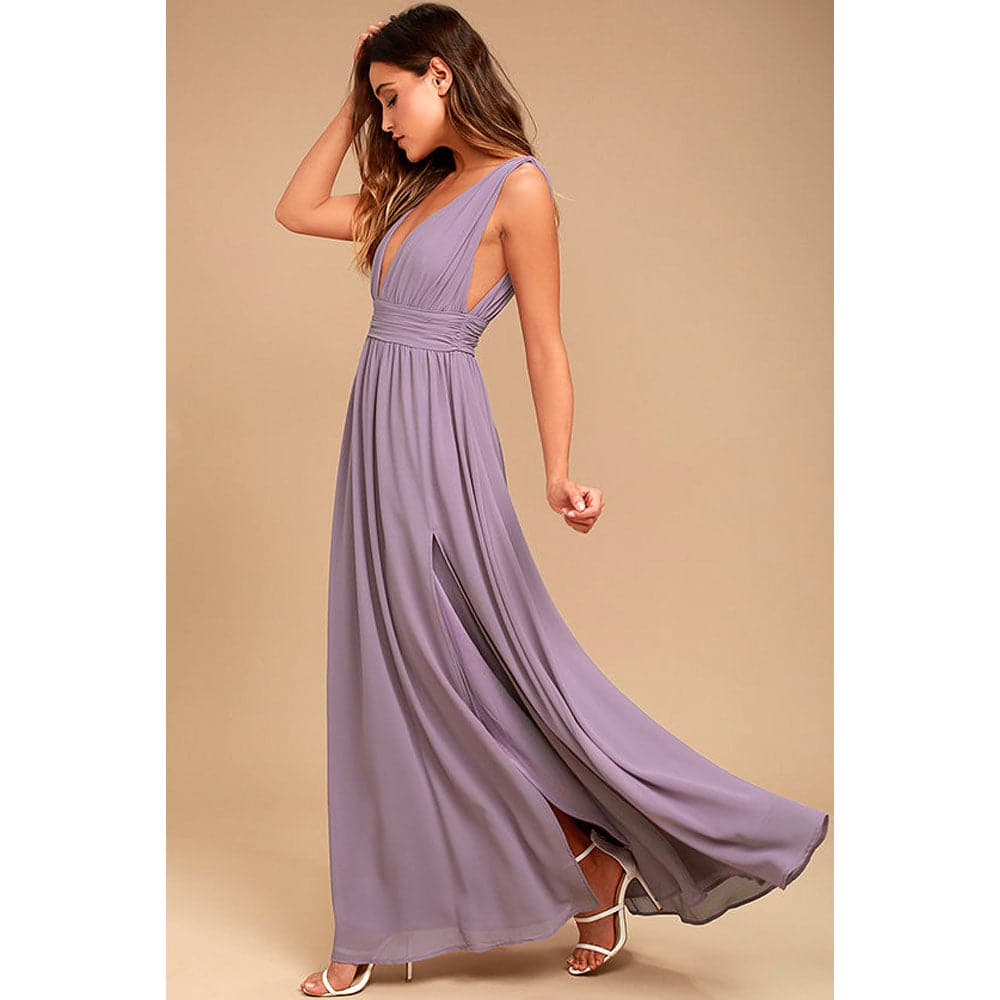 DressBetty - Sexy Solid Women Fall Sleeveless Deep V-Neck Dresses