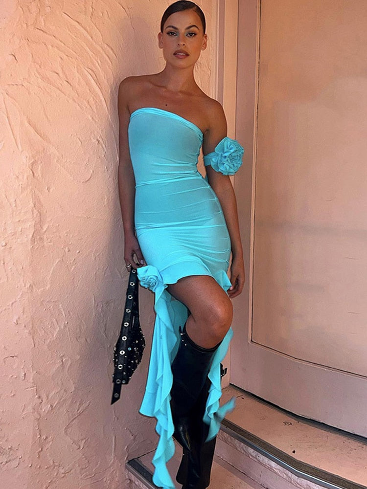 DressBetty - Sexy Strapless Backless Corset Midi Dress