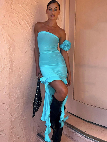 DressBetty - Sexy Strapless Backless Corset Midi Dress