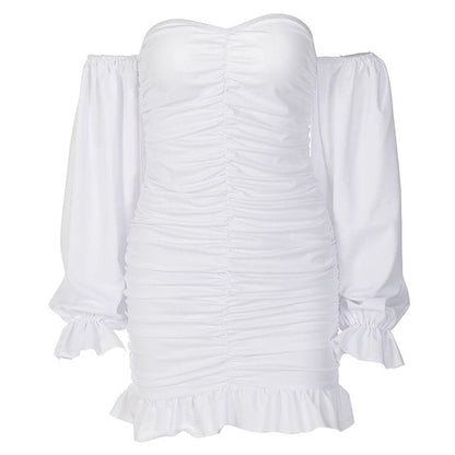 DressBetty - Sexy Word Tube Top Ruffle Lace Bag Hip Dress