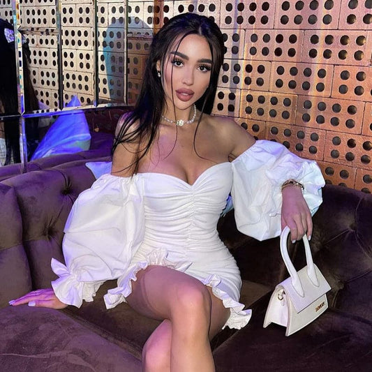 DressBetty - Sexy Word Tube Top Ruffle Lace Bag Hip Dress