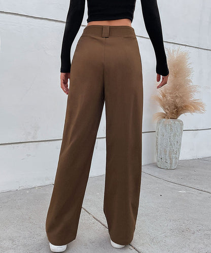 DressBetty - Solid Button Front Casual Women Pants