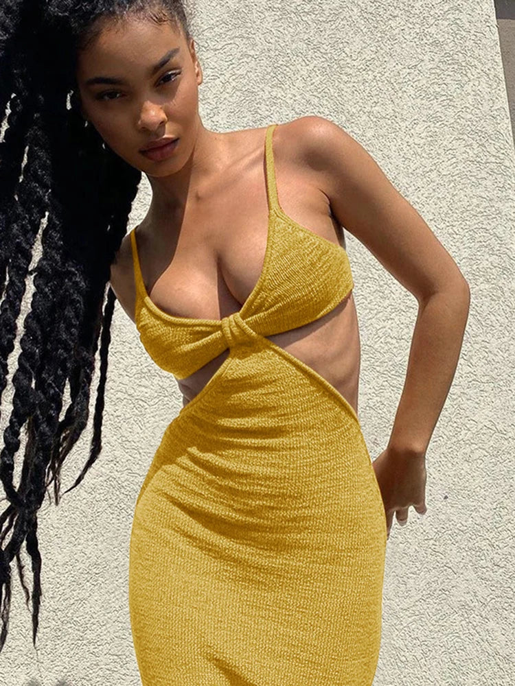 Strap Hollow Backless Spaghetti Maxi Dress