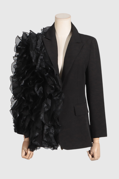 Shiloh Mesh Ruffle Blazer