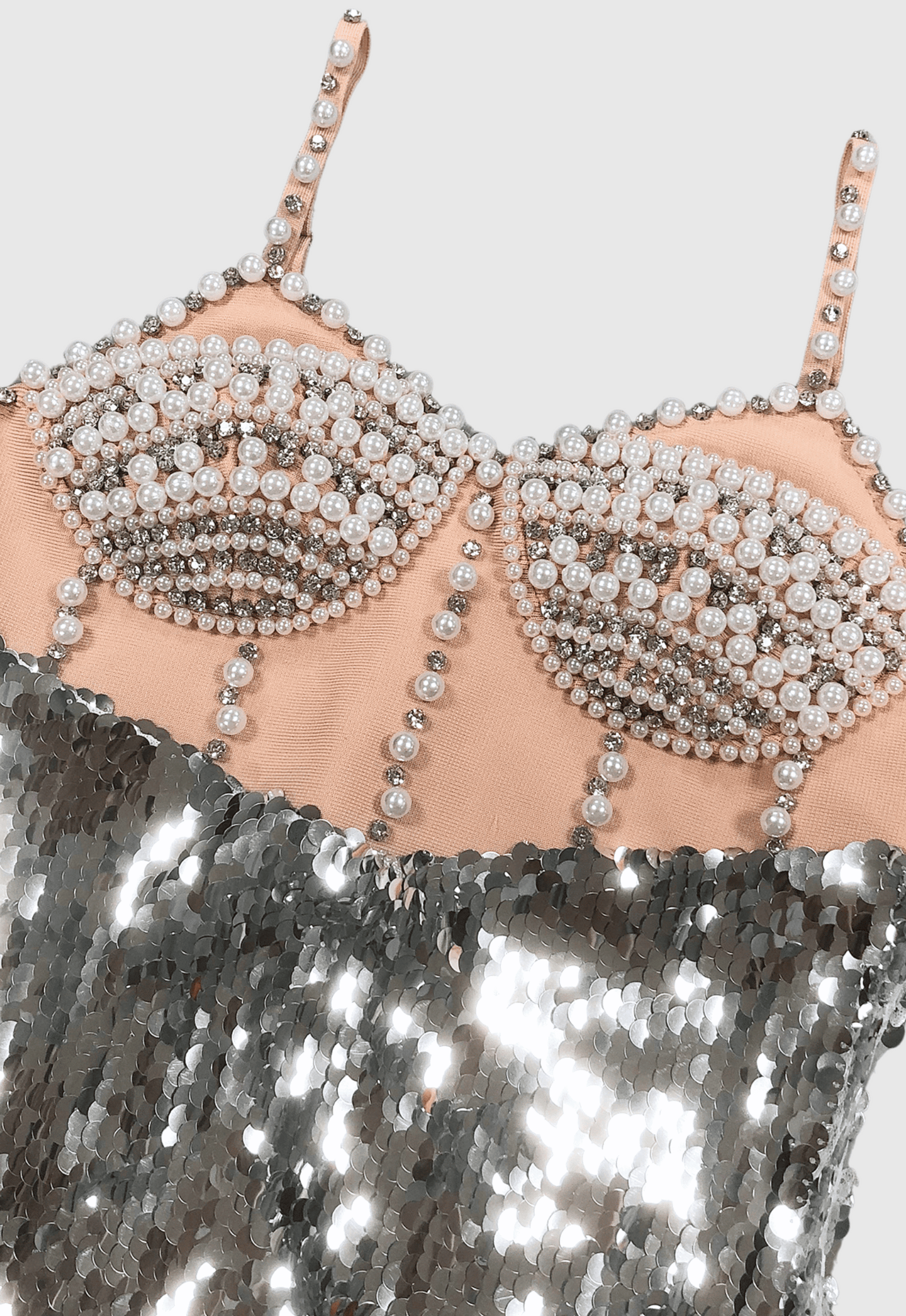 Sibilia Sequin Pearl Embeliished Midi Bandage Dress