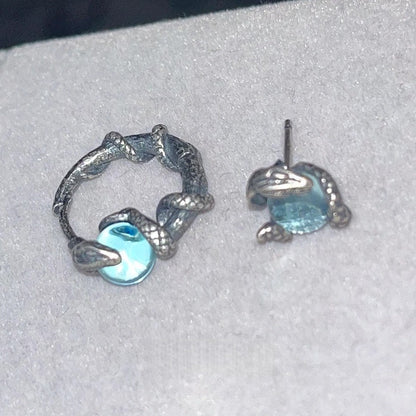 Silver Snake Wrap Moonstone Ear Cuff