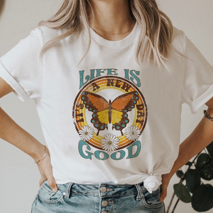DressBetty - Smile Letter Tshirt Sweet Short Sleeve Women 90s Graphic