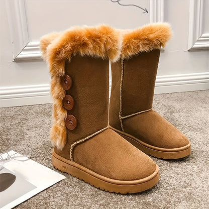 Platform Winter Faux Fur Keep Warm Mid-Calf Women__ Snow Boot