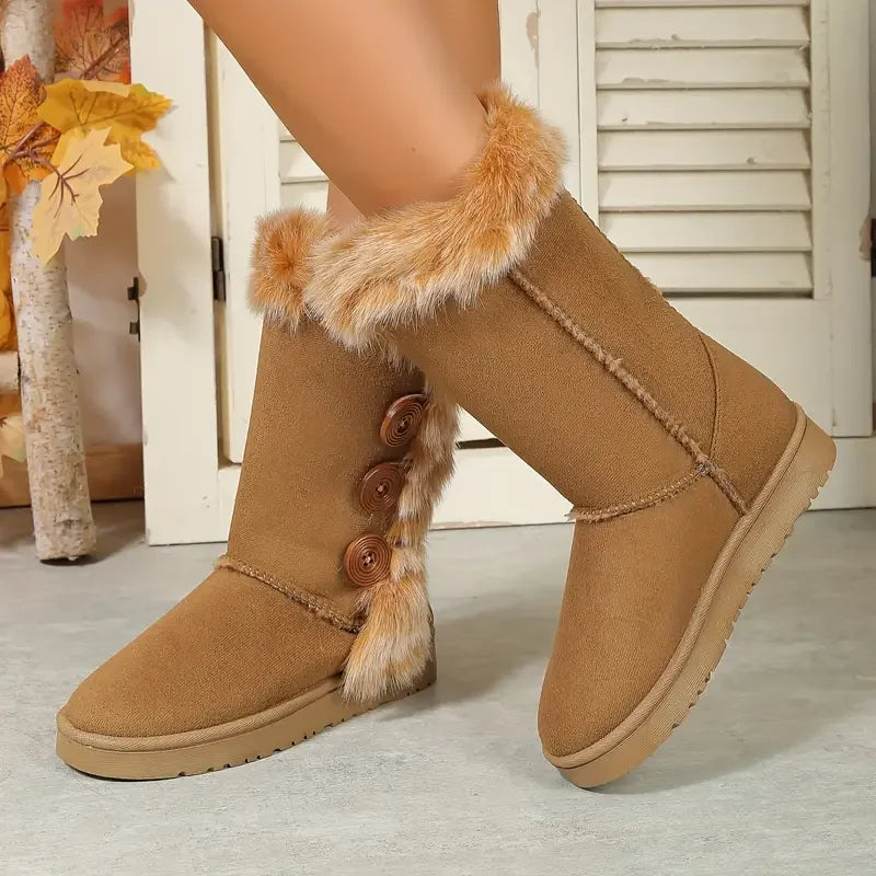 Platform Winter Faux Fur Keep Warm Mid-Calf Women__ Snow Boot