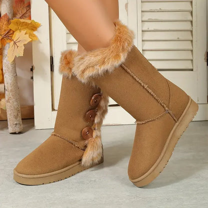Platform Winter Faux Fur Keep Warm Mid-Calf Women__ Snow Boot