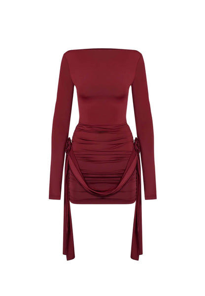 Ilyssia - Boat-Neck Mini Dress