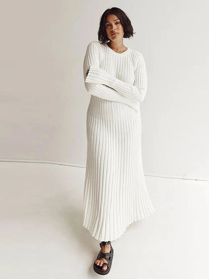 DressBetty - 2024 White Pleated Long Robes Summer Lady Office Maxi Dress