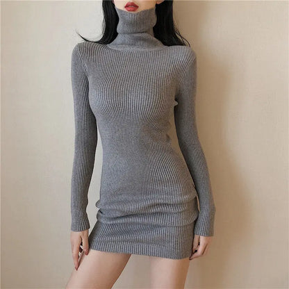 DressBetty - 2024 Solid Cotton Korean Fashion Knit Clothing Women Bodycon Dress