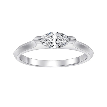 Solid S925 Sterling Silver Marquise Cut Zircon Ring