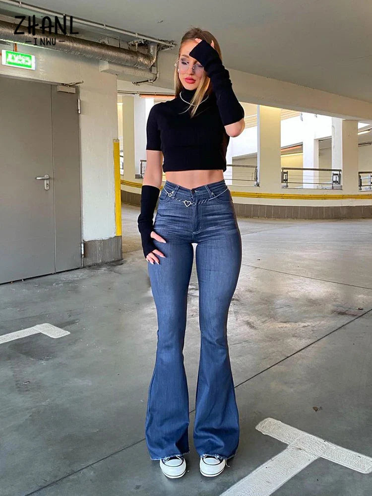 DressBetty - 2024 Y2K Blue High Waist Stretch Vintage Spring Autumn Jeans