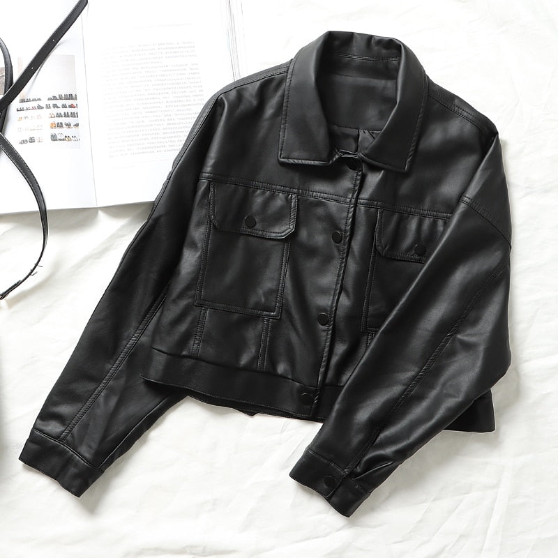 DressBetty - Faux Leather Short Y2k Jacket