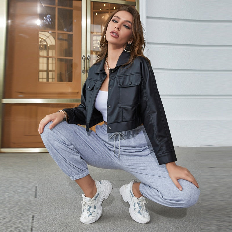 DressBetty - Faux Leather Short Y2k Jacket