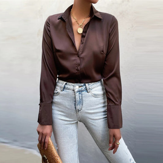 DressBetty - Elegant Office Satin Blouse