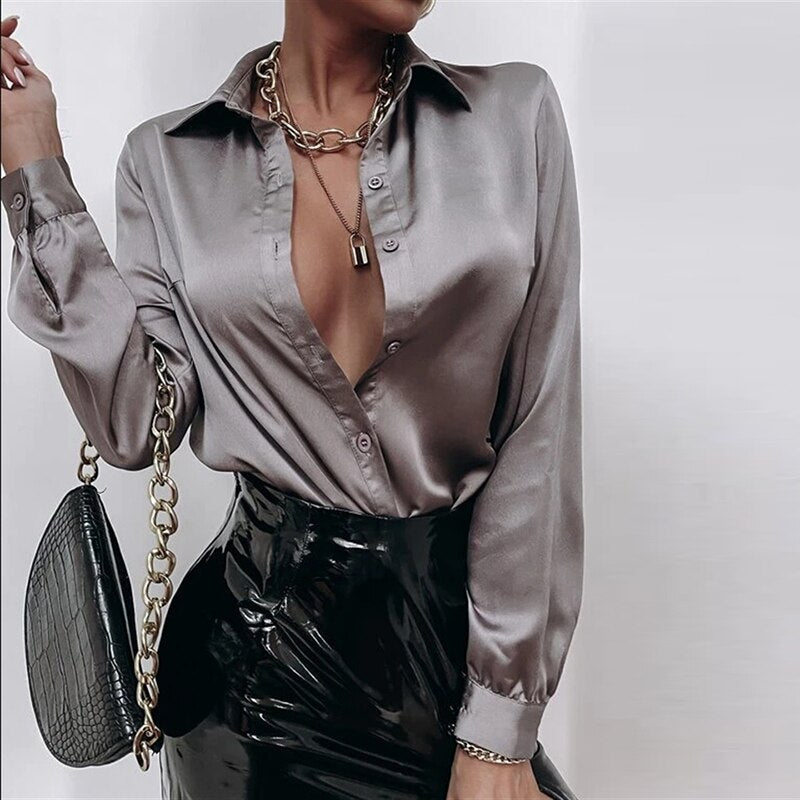 DressBetty - Elegant Office Satin Blouse