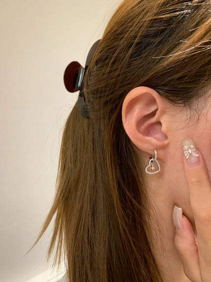 Sterling Silver Heart Clover Earring