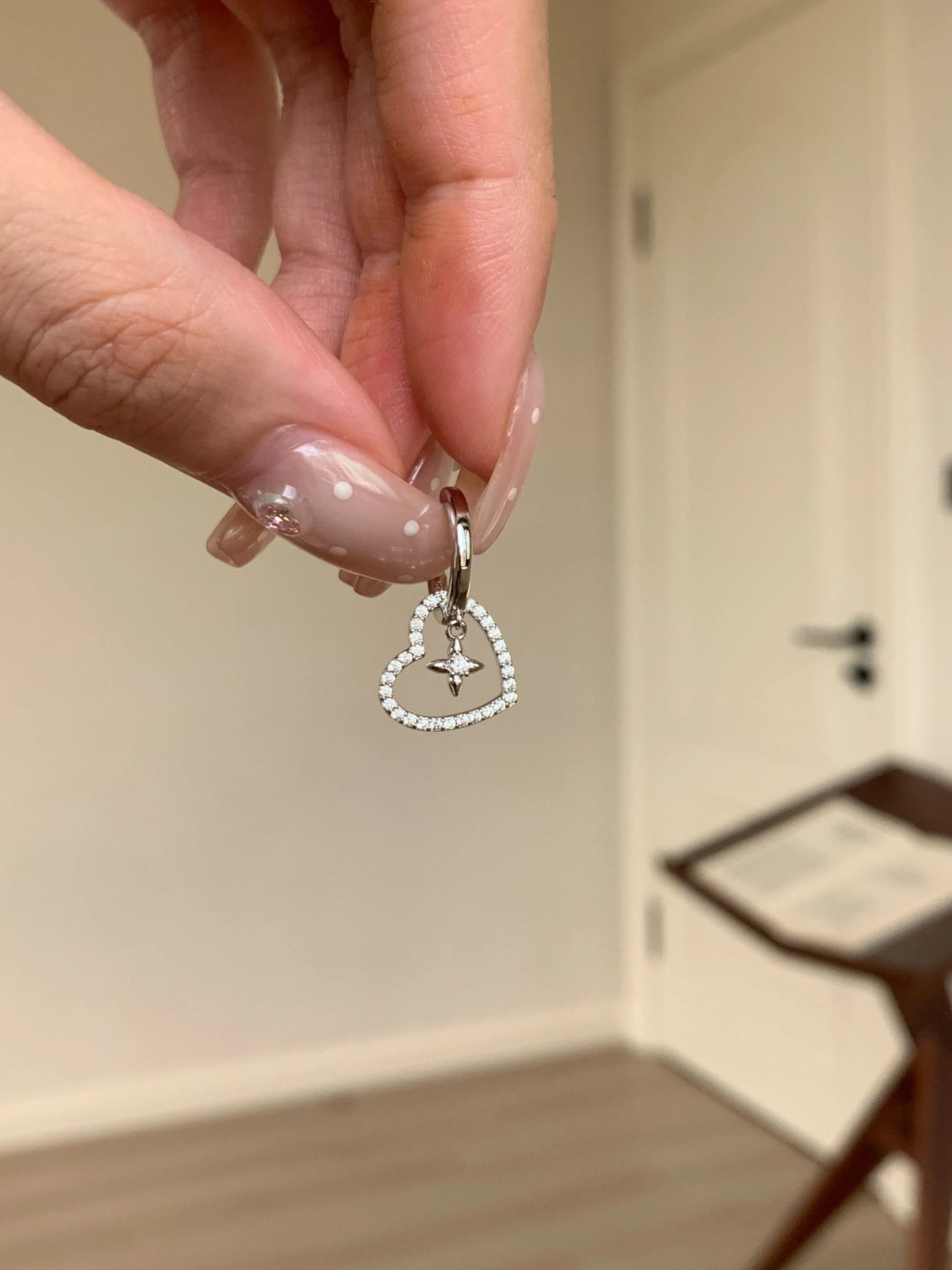 Sterling Silver Heart Clover Earring