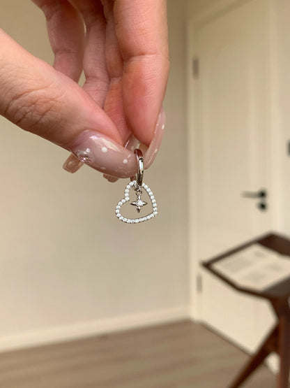 Sterling Silver Heart Clover Earring