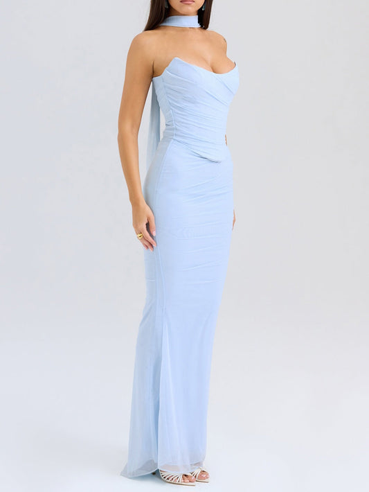 Strapless Corset & Fluted Hem Maxi Skirt Set