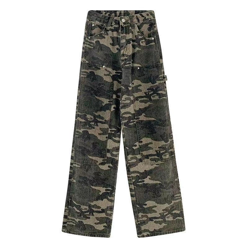 DressBetty - Streetwear Camouflage High Waist Cargo Pants Straight Jeans