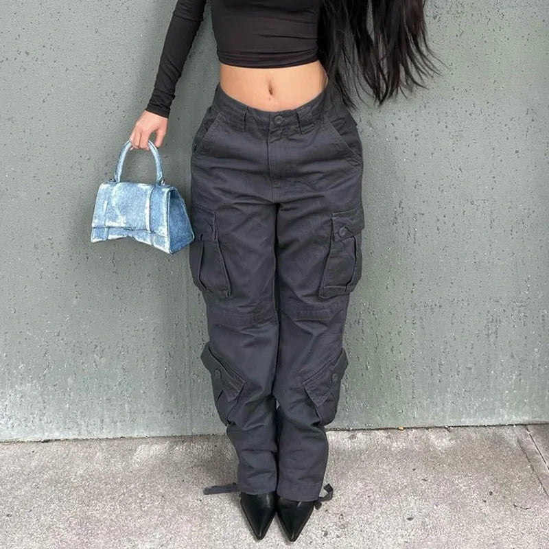 DressBetty - 2024 Y2K High Waist Wide Leg Streetwear Cargo Jeans