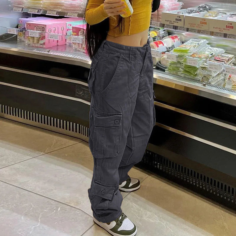 DressBetty - 2024 Y2K High Waist Wide Leg Streetwear Cargo Jeans