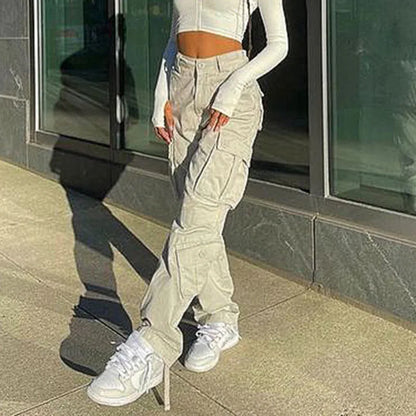 DressBetty - 2024 Y2K High Waist Wide Leg Streetwear Cargo Jeans