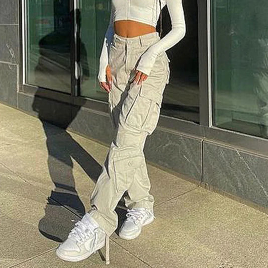 DressBetty - 2024 Y2K High Waist Wide Leg Streetwear Cargo Jeans