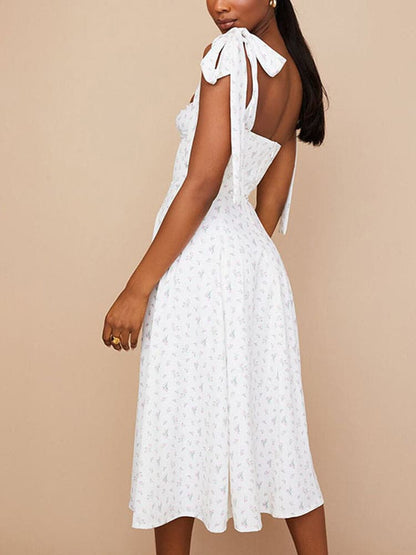 DressBetty - Summer Backless Slip Dress Women Casual Floral Midi Dress