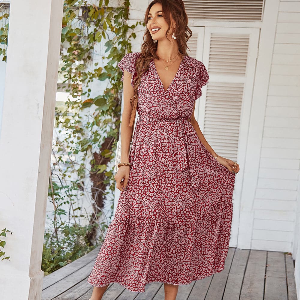 DressBetty - Summer Chiffon Floral Print Boho Dress