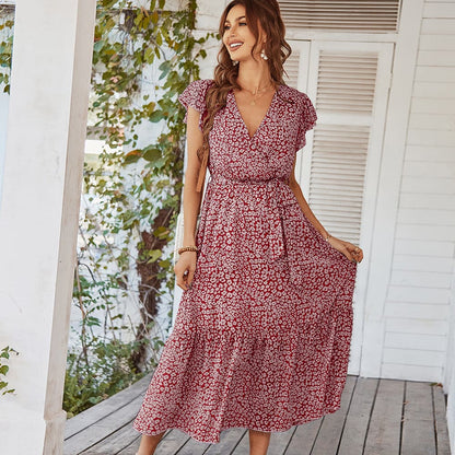 DressBetty - Summer Chiffon Floral Print Boho Dress