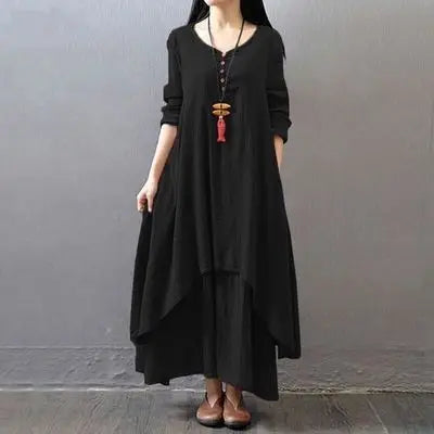 DressBetty - 2024 Elegant Solid Layering Maxi Robe Boho Dress