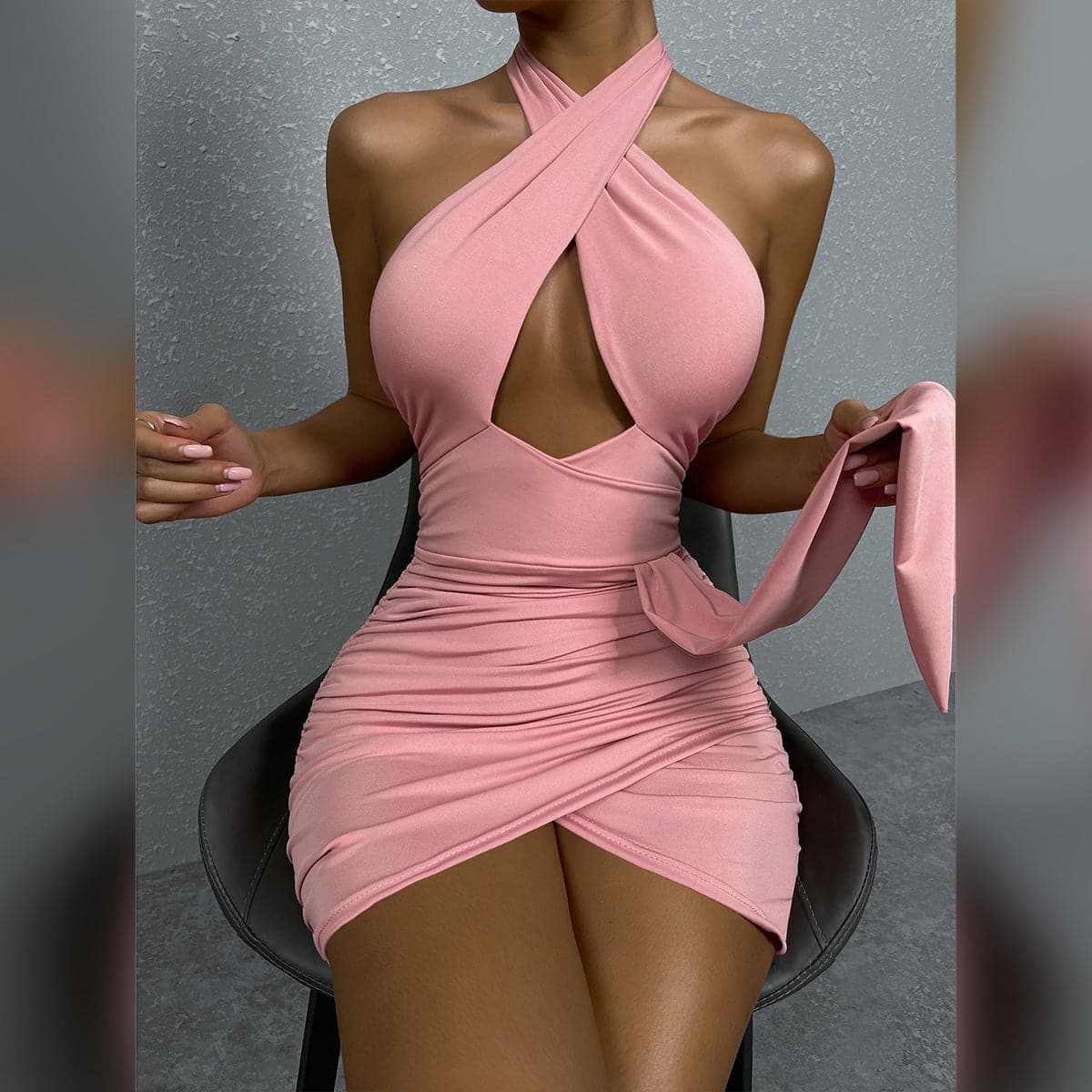 DressBetty - Summer Sexy Halter Cross Night Club Dress