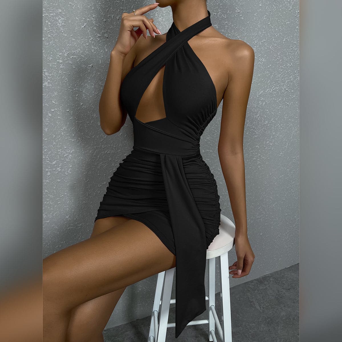 DressBetty - Summer Sexy Halter Cross Night Club Dress