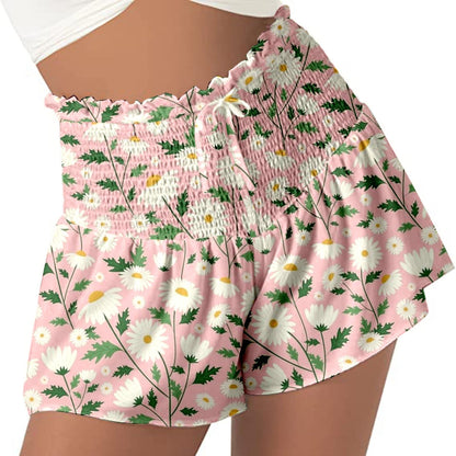 DressBetty - Women High Waist Loose Shorts Sports Drawstrings Floral Print Beach Shorts