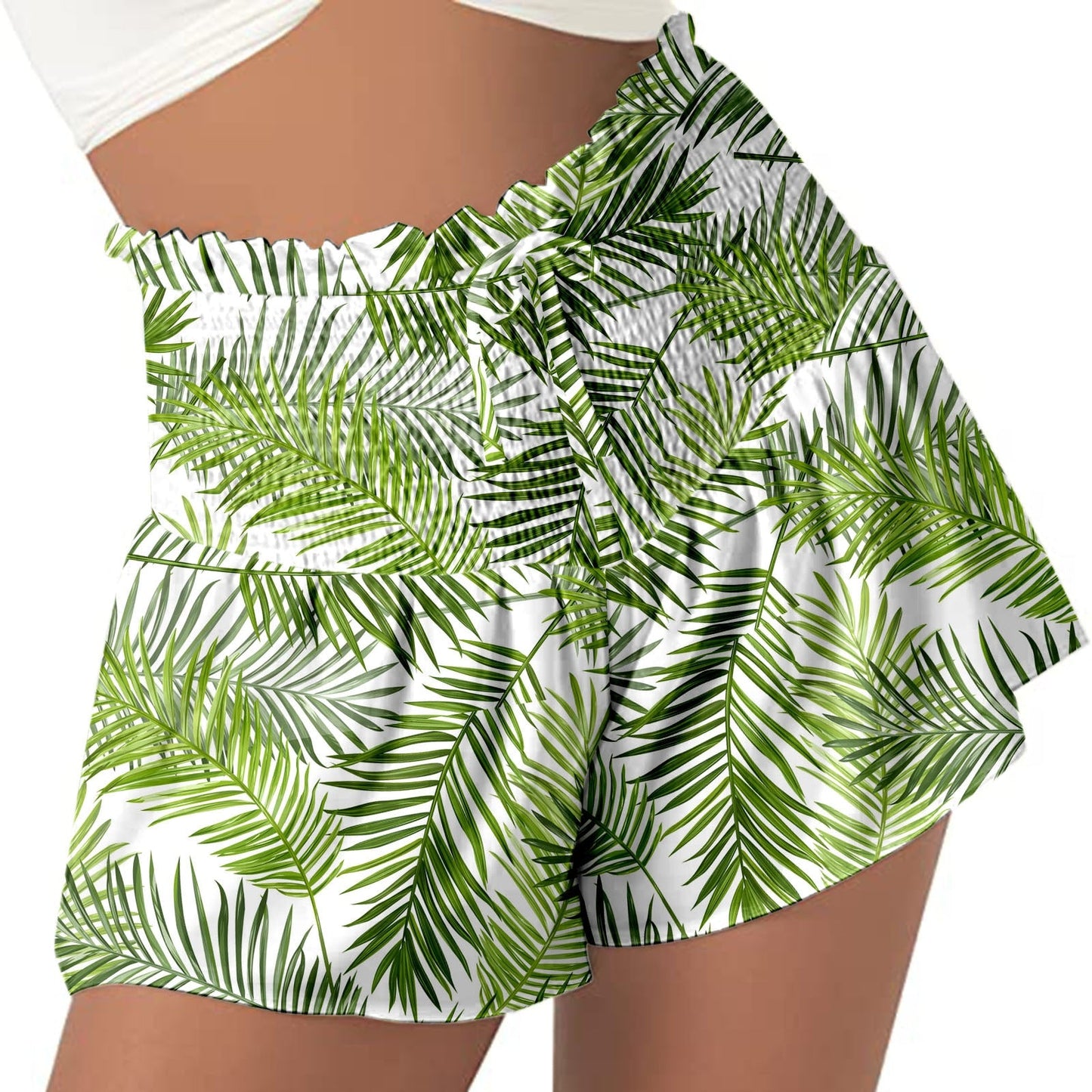 DressBetty - Women High Waist Loose Shorts Sports Drawstrings Floral Print Beach Shorts