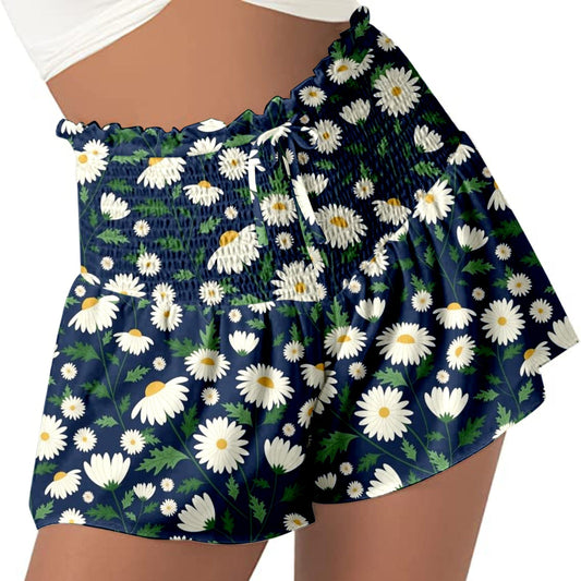 DressBetty - Women High Waist Loose Shorts Sports Drawstrings Floral Print Beach Shorts