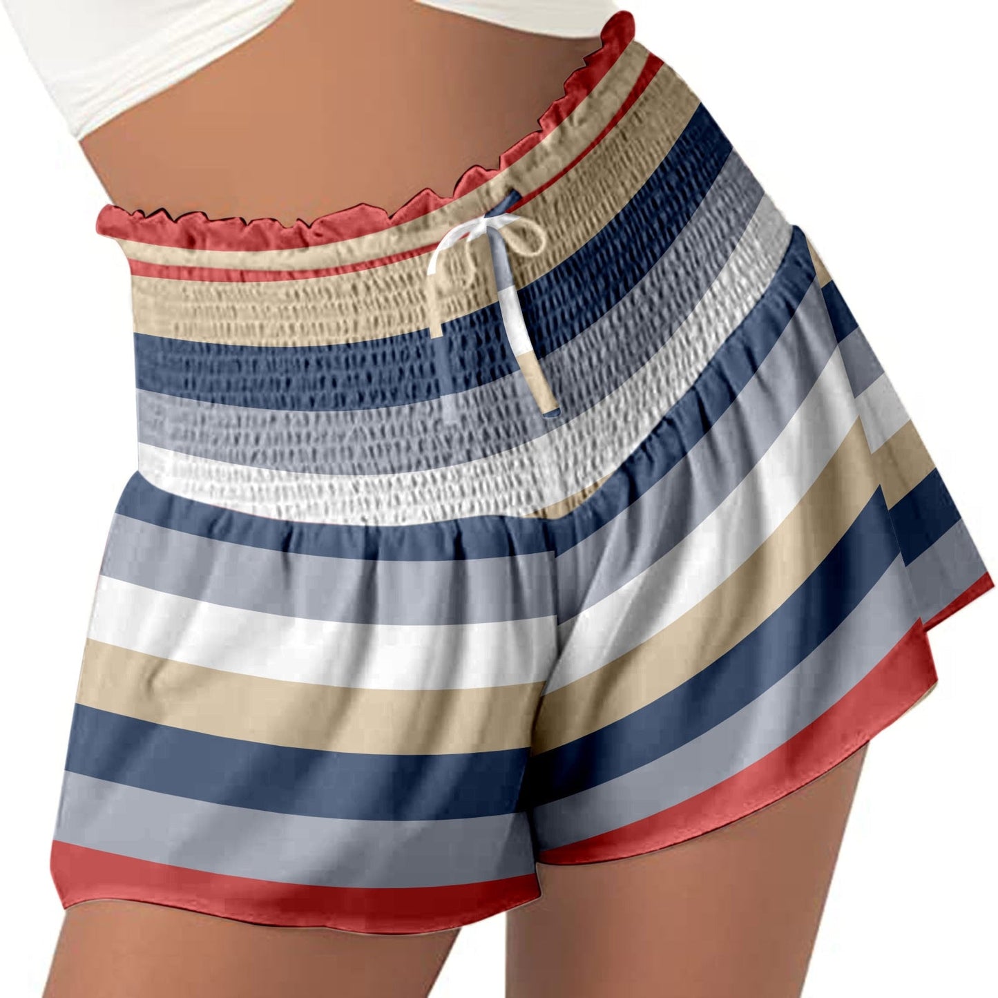 DressBetty - Women High Waist Loose Shorts Sports Drawstrings Floral Print Beach Shorts