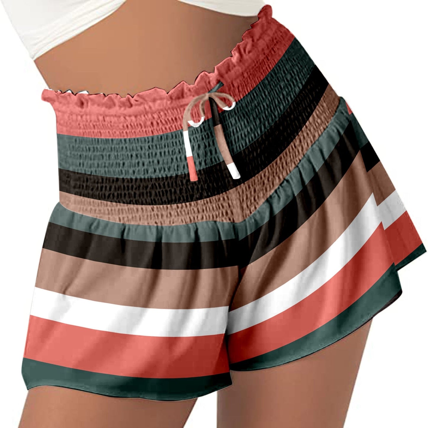 DressBetty - Women High Waist Loose Shorts Sports Drawstrings Floral Print Beach Shorts